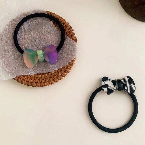 Elastico per Capelli con Fiocco in Acetato Coreano Scrunchies ad Alta Elasticità per Donna Elegante Supporto per Coda di Cavallo Marmo