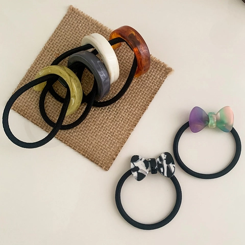 Elastico per Capelli con Fiocco in Acetato Coreano Scrunchies ad Alta Elasticità per Donna Elegante Supporto per Coda di Cavallo Marmo