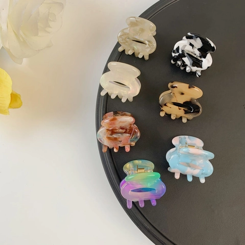 Mini Acetat Haarkralle Für Damen Kleine Marmor Schildpatt Hai Clip Minimalistische Pony Seite Haargriff Kopfschmuck Accessoire