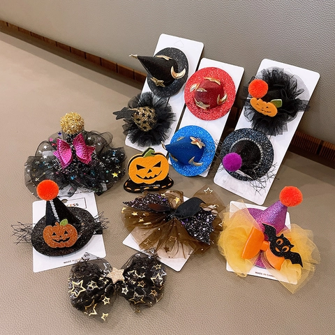 Χειροποίητα Αξεσουάρ Μαλλιών Halloween για Παιδιά Κολοκύθα Νυχτερίδα Φάντασμα Καπέλο Μάγισσας Στέκα Κλαμεράκια Διακοσμήσεις Πάρτι