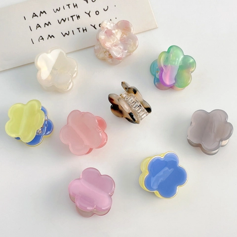 Mini Bloem Acetaat Haarklemmen Voor Dames Meisjes Koreaanse Stijl Florale Haarclips Kleine Schildpad Gradiënt Haarspelden