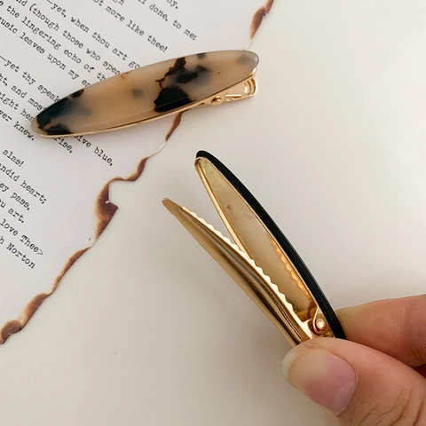 Vintage Ovale Acetaat Eendenbek Haarspelden Voor Vrouwen Elegante Marmeren Schildpad Patroon Haarspelden Metaallegering Krokodillenklemmen Haaraccessoires