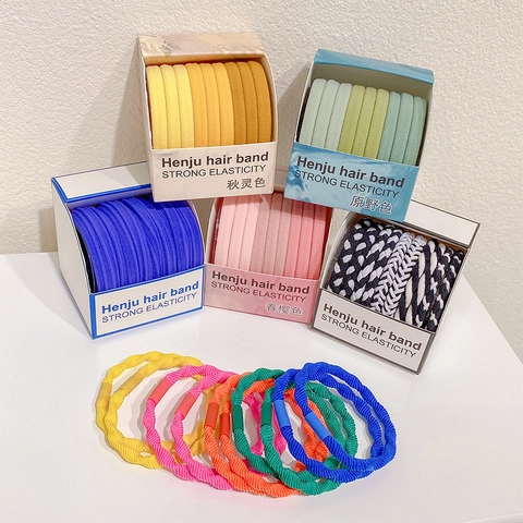 Coleteros Estilo Coreano Alta Elasticidad Color Caramelo Tela Tejida Trenzada Scrunchies para Mujeres Niños Accesorios de Pelo