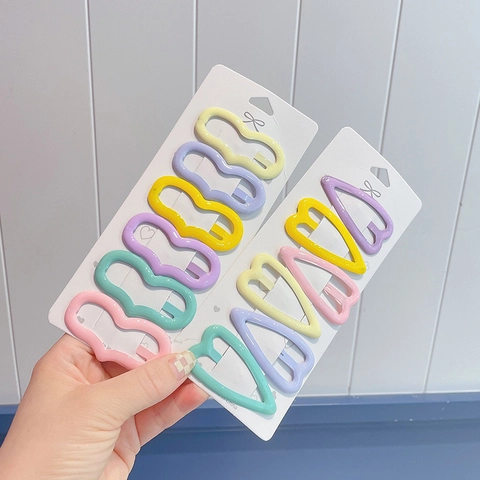 Juego de Pinzas para el Pelo con Forma de Triángulo de Corazón Dulce Colores Macarrón Silicona Aceite de Goteo Clips BB para Niñas