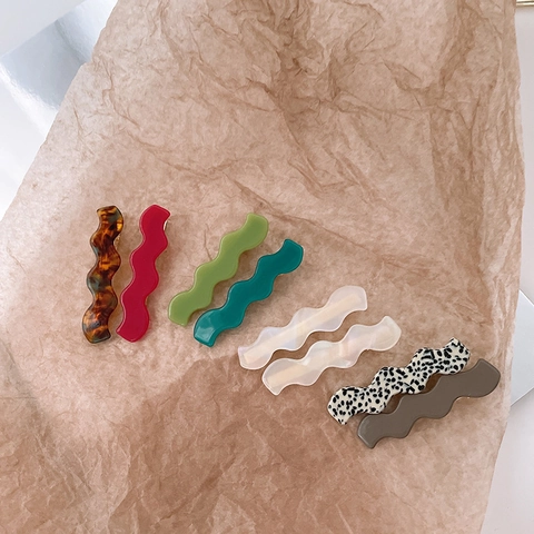 Pinza para el Cabello de Acetato de Celulosa con Ondas Estilo Coreano para Mujer Pinza Lateral de Pico de Pato Dulce Accesorios