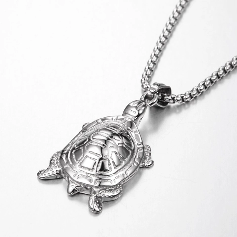 Collar con Colgante de Tortuga Marina de Acero de Titanio Hip Hop para Hombre y Mujer Colgante de Tortuga Pulida Joyería de Regalo