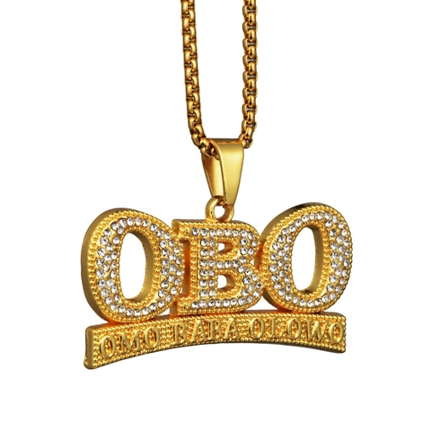 Hip Hop Alloy Rhinestone Large Letter Pendant Necklace Gold Color Box Chain Streetwear Jewelry For Men Women Nightclub Accessory
