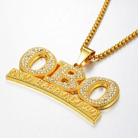 Hip Hop Alloy Rhinestone Large Letter Pendant Necklace Gold Color Box Chain Streetwear Jewelry For Men Women Nightclub Accessory