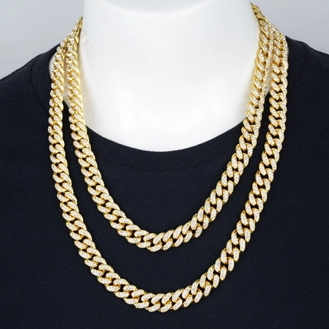 Hip Hop Cuban Link Necklace Bracelet Iced Out Alloy Rhinestone Pavé Thick Chain For Men Women Streetwear Party Fashion Jewelry