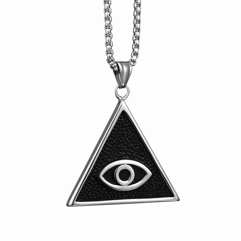 Titanium Steel Eye Of Providence Triangle Pendant Hip Hop Streetwear Punk Jewelry For Men And Women Necklace Accessory