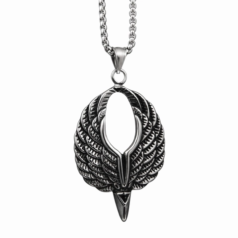 Collana con Ciondolo Aquila a Doppia Ala in Acciaio Inossidabile Vintage Gioielli Hip Hop Punk Street Style per Uomo Donna Argento