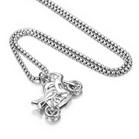 Titanium Steel Motorcycle Pendant Necklace Hip Hop Punk Rock Biker Style Jewelry For Women Men Motorcycle Rider Gift