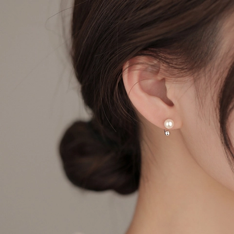 Süßwasserperle Ohrstecker Für Damen Kupfer U-Form Design Mit 925 Sterlingsilber Ohrstecker-Stift Herzform Schmuck