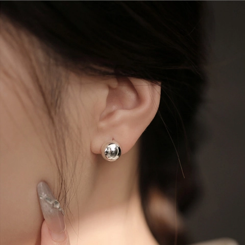 Orecchini a Cerchio in Rame Galvanizzato Minimalista per Donna Con Perno in Argento Sterling 925 Stile Ins Orecchini a Semisfera Gioielli Regalo