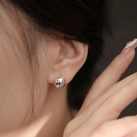 Orecchini a Cerchio in Rame Galvanizzato Minimalista per Donna Con Perno in Argento Sterling 925 Stile Ins Orecchini a Semisfera Gioielli Regalo