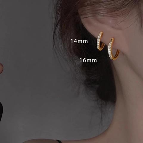 Minimalistische Kupfer Huggie Hoop Ohrringe Exquisite Strass Eingelegt Kleine Geometrische Ohrenschnalle Damen Schmuck