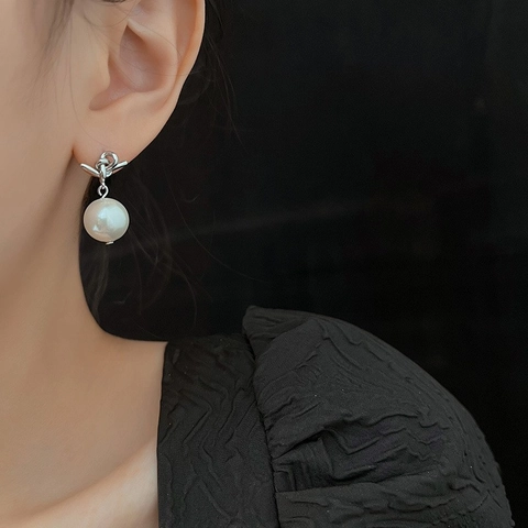 Elegant Knot Pearl Stud Earrings With 925 Sterling Silver Post Copper Artificial Pearl Drop Earrings For Women Jewelry