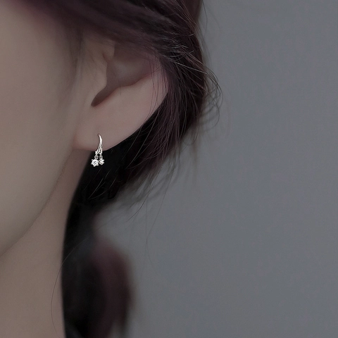 Orecchini a Cerchio in Rame Minimalisti con Zirconia Doppio Ciondolo Perno in Argento Sterling 925 Delicati Orecchini da Donna