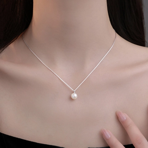Minimalistische Halskette Mit Einzelner Süßwasserperle Kupfer Galvanisiert Elegante Schlüsselbeinkette Schmuck Für Damen Alltag