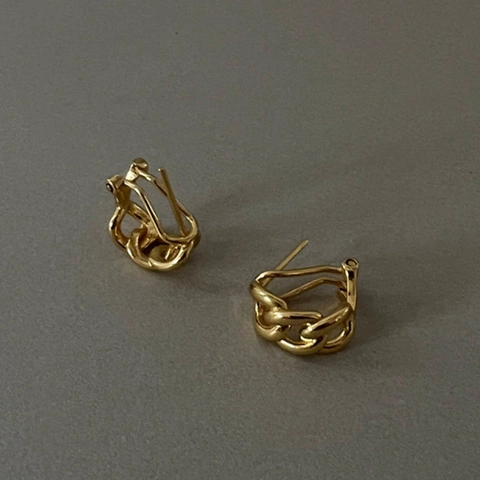 Chunky Chain Link Hoop Earrings For Women Minimalist French Style Copper Gold Silver Plated Geometric Statement Jewelry