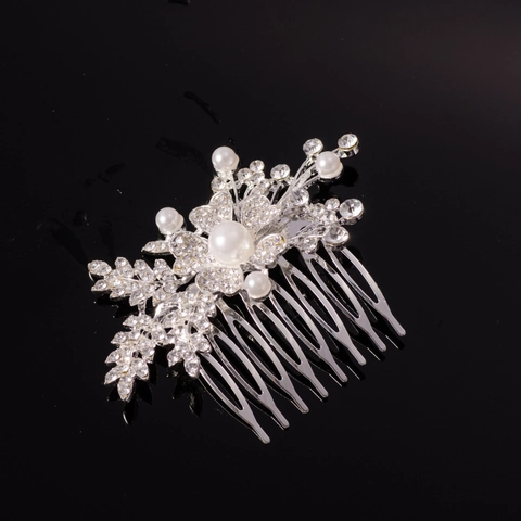 Peine de Pelo Floral Mariposa Diamantes Perlas Artificiales Aleación Boda Novia Tocado Elegante Accesorio de Pelo Joyería Mujeres
