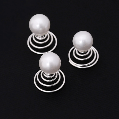 Accessori per Capelli da Sposa Elegante Perla Artificial d'Imitazione Spirale Spille in Lega di Metallo per Acconciatura da Donna