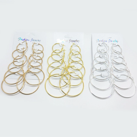 Minimalistische Creolen Set Gladde Legering Cirkel Mode Sieraden Voor Dames Dagelijks Gebruik Accessoires Goud Zilver Roségoud