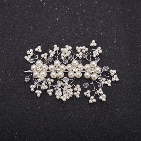 Handgemachte Braut Haarkamm Weiße Künstliche Perle Kristall Blume Hochzeit Haarschmuck Für Damen Fotografie Haarschmuck
