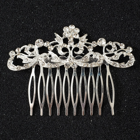Vintage Silber Legierung Strass Braut Haarkamm Blume Blatt Design Hochzeit Kopfschmuck Für Damen Bankett Party Zubehör