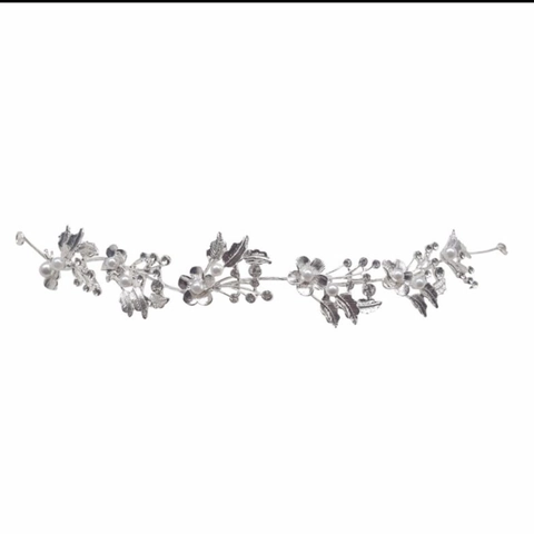 Copricapo da Sposa in Lega a Vite per Capelli Foglia Oro Argento Floreale Strass Elegante Perla Artificiale Accessori per Capelli Fatti a Mano per Donna