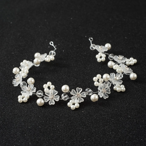 Vite per Capelli da Sposa Fatta a Mano Con Fiori Smerigliati e Perle Artificiali Cerchietto da Sposa in Lega e Strass Gioielli per Capelli Romantici da Donna