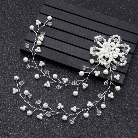 Handmade Red Flower Artificial Pearl Rhinestone Bridal Hair Band Wedding Hair Vine Floral Hair Accessories For Women