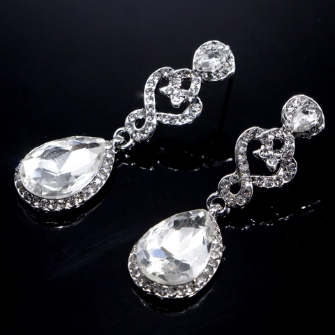 Elegant Champagne Water Drop Rhinestone Dangle Earrings For Women Alloy Crystal Bridal Wedding Party Jewelry Accessory