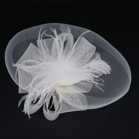 Eleganter Hochzeits Fascinator Hut Für Damen Netzschleier Feder Haarclip Bankett Party Pferderennen Retro Kopfschmuck Accessoire