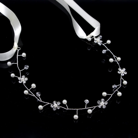Enredadera de Pelo Nupcial Hecha a Mano para Mujer Perla Artificial Diamantes de Imitación Diadema Floral Elegantes Accesorios de Pelo de Boda