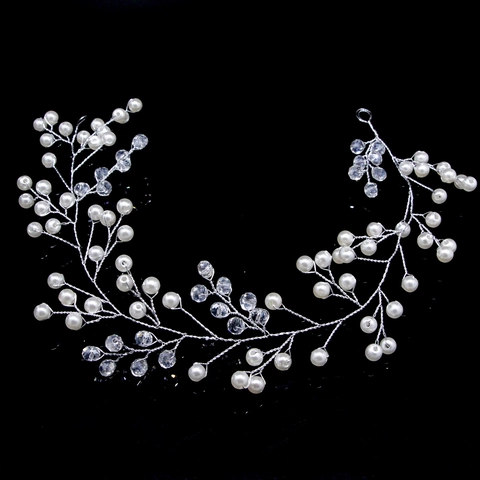 Enredadera de Cabello para Boda Novia Hecha a Mano Perla Artificial Strass Tocado Mujer Oro Plata Oro Rosa Accesorios