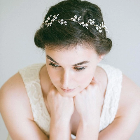 Fralda per Capelli Sposa in Perle Artificiali Fatta a Mano Elegante Copricapo a Fiori in Lega Accessori per Capelli per Matrimonio Donna