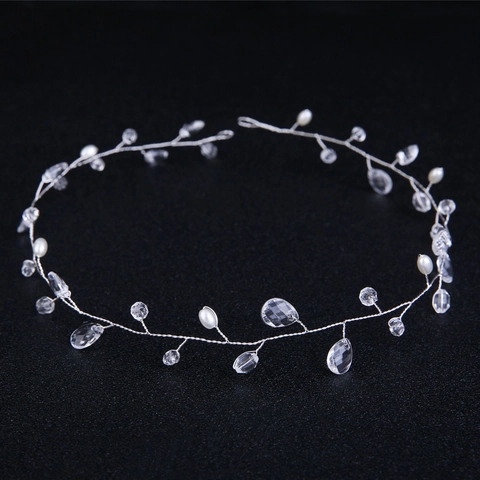 Vite per Capelli Sposa Cristallo Perla Artificial Filo di Rame Copricapo Matrimonio Elegante Accessorio Floreale Fatto a Mano Donna
