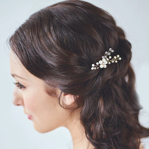 Accessoires de Cheveux de Mariée Faits Main Perle Artificielle Strass Épingle à Cheveux en U Bijoux de Mariage Femme
