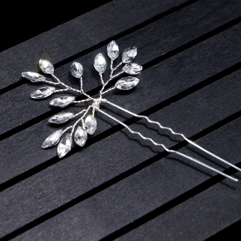 Fatto a Mano Sposa Forma a U Forcina Con Strass Marquis e Perla Artificiale Elegante Ramo Bastoncino per Capelli per Matrimonio Donna Gioielli