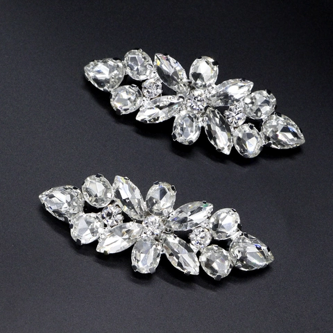 Fibbia per Scarpe in Lega d'Argento con Strass Fiore Foglia Clip per Scarpe da Sposa Accessori per Sposa Donna Tacchi Alti