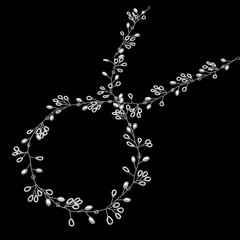 Vite per Capelli da Sposa in Künstliche Perle e Cristallo Fatta a Mano Filo d'Argento Cerchietto per Capelli Lunghi da Matrimonio Gioielli da Festa