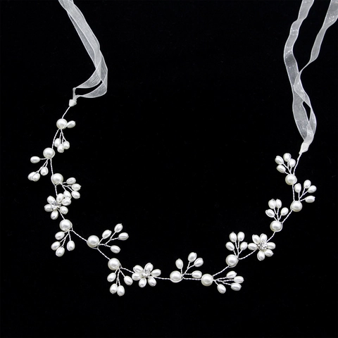 Vite per Capelli da Sposa Elegante Fatta a Mano con Künstliche Perle e Strass Fascia per Capelli per Matrimonio con Nastro in Organza Lussuosi Accessori per Capelli Donna
