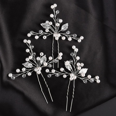 Bacchetta per Capelli a Foglia in Lega Fatta a Mano Con Perle Artificiali e Strass Gioielli per Capelli da Sposa Vintage Elegante Accessorio
