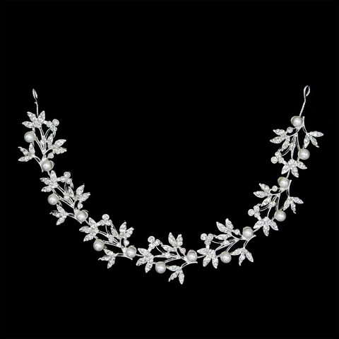 Elegante Vite per Capelli da Sposa in Lega a Forma di Foglia Con Perla Artificiale e Strass Accessorio per Capelli per Matrimonio Donna