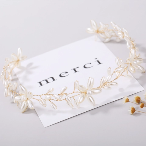 Fatto a Mano Vite per Capelli Sposa Perla Artificiale Oro Argento Filo Intrecciato Fascia per Matrimonio Donna Gioielli