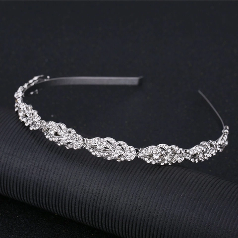 Diadema de Hoja de Diamantes de Imitación de Aleación Occidental de Moda Elegante Diadema de Novia para Mujer Joyas para el Cabello