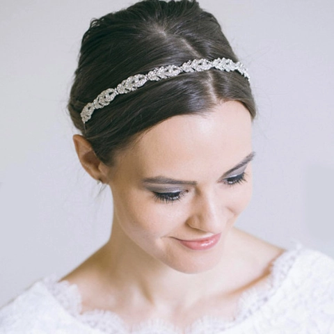 Diadema de Hoja de Diamantes de Imitación de Aleación Occidental de Moda Elegante Diadema de Novia para Mujer Joyas para el Cabello