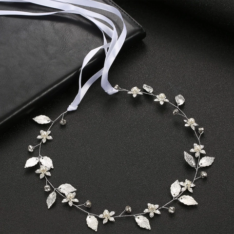 Cerchietto da Sposa Barocco con Foglie Dorate Perle Artificiali Strass Eleganti Accessori per Capelli da Sposa per Donna Copricapo da Festa