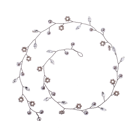 Elegant Handmade Artificial Pearl Crystal Wedding Hair Vine Bridal Headband For Women Vintage Rhinestone Flower Hair Chain Wedding Party Hair Accessories